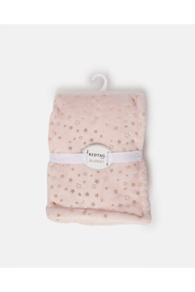 REDTAG بطانية شيربا بنقشة نجوم وردية فاتحة