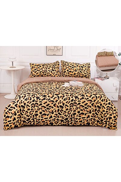 trendyhome Double Bed Linen Satin Cotton with Elastic, 4 Pieces, 180×200