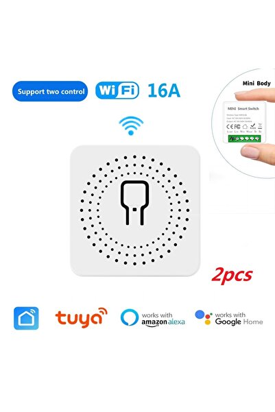 Choice 2pcs Tuya 16A MINI Wifi Switch DIY 2 way Remote Control Timer Relay Au...