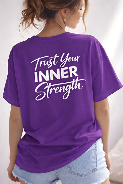ArtYus Trust Your Inner Strength Back Printed Cotton Relaxed Fit Round Neck U...
