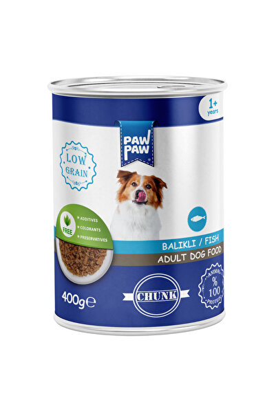 PawPaw Wet food for adult dogs, fish pieces in sauce 400 g, low grain, easy d...