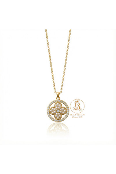 Black Season سلسال زهرة الحظ الذهبي المرصع |