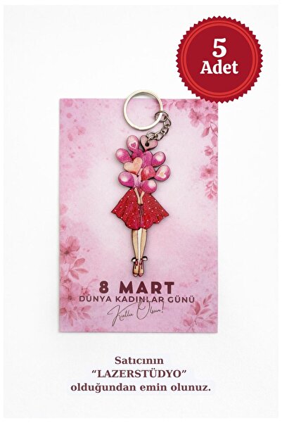 Lazerstüdyo Ahşap anahtarlık 8 mart kadınlar günü hediyelik anahtarlık