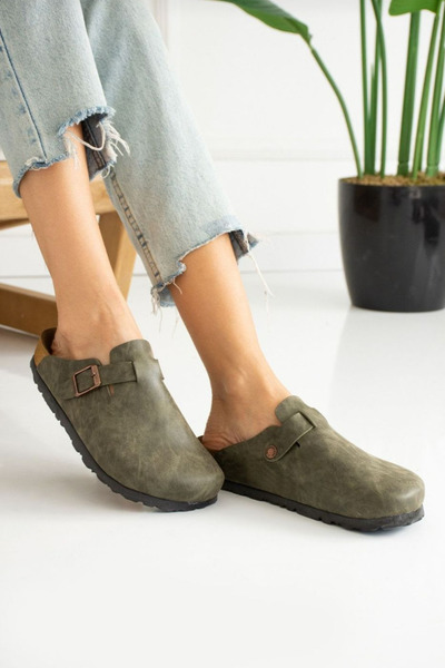 YILDIZ SHOES Berlin Unisex Cork Sole Closed Front Buckle Sabo Casual Home Out...