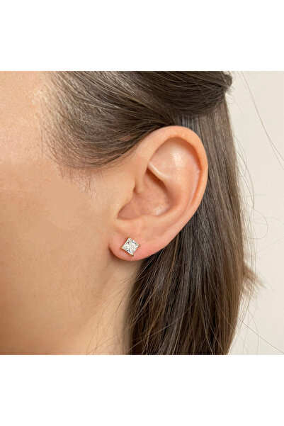 nerora Steel Square Solitaire Earrings (Guaranteed Not to Tarnish)