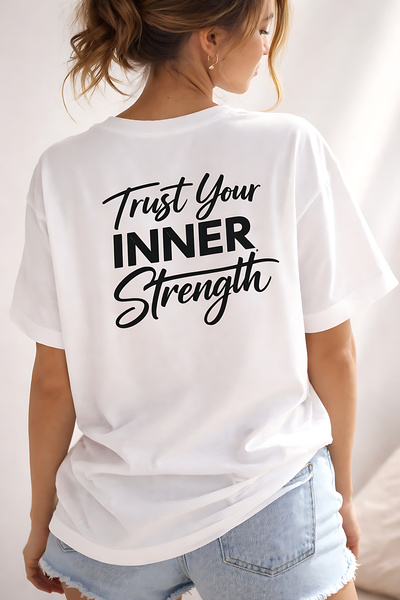 ArtYus Trust Your Inner Strength Back Printed Cotton Relaxed Fit Round Neck U...