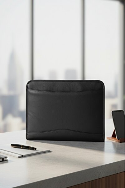 Catwins 10.6' Organizer Briefcase & Laptop & Tablet Bag with Black Leather Fo...