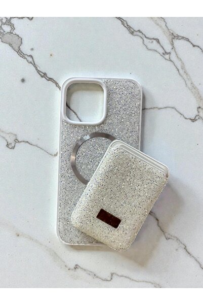 MUS10 IPHONE 16 PRO MAX CÜZDANLI MAGSAFE ÖZELLİKLİ PARLAK TAŞ TASARIMLI KILIF