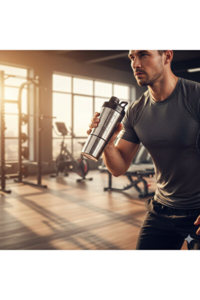 Gülay AVM Çelik Shaker Sporcu Suluğu Protein Shaker ve Smoothie Matarası ( 70...
