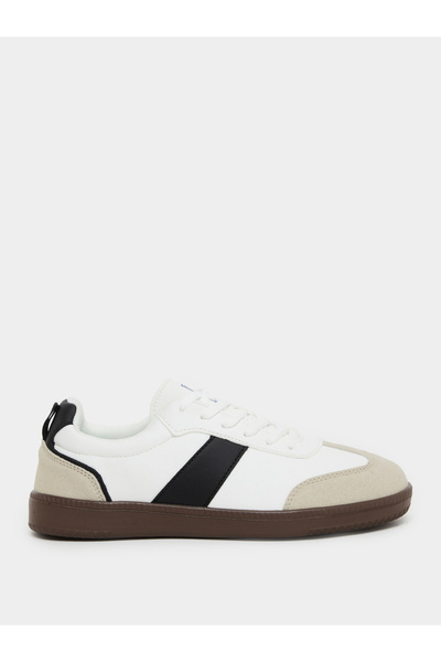 Styli Women White Retro Lace Up Sneakers