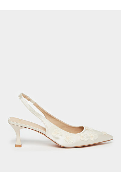 Styli Beige Floral Slingback Shoes