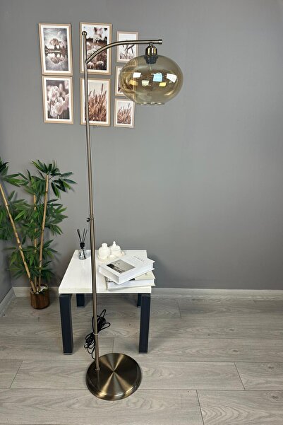 Bamyum Solvia Bal Rengi Cam Eskitme Askı Gövde Lambader Modern Metal Zemin La...