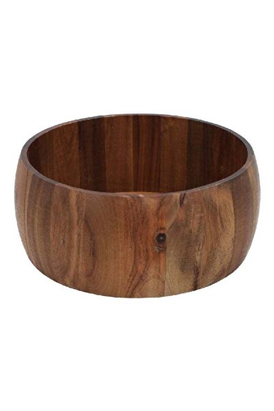 Bien Servi Elegant Design Round Acacia Salad Bowl Dark Brown 24.5 x 10 cm