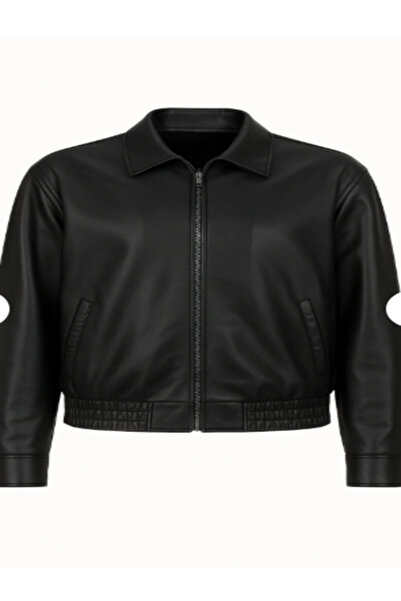 Rowsmen ΑΝΔΡΙΚΟ Oversize Δερμάτινο Μπουφάν με Άνετη Γραμμή, Λεπτομέρεια στα Μ...