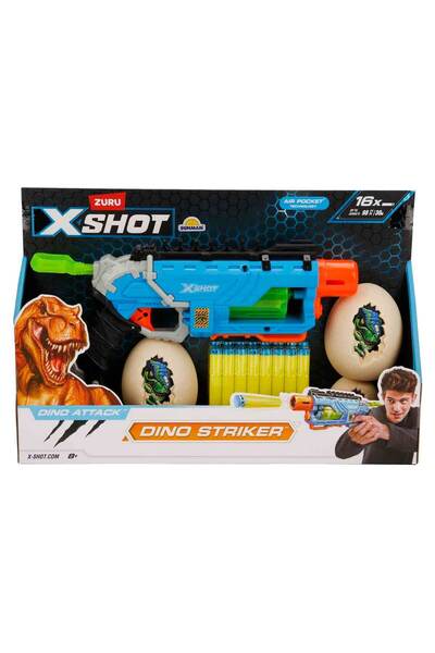 X-Shot Dino Attack Dino Striker, 16 Mermili Sünger Dart Atan Oyuncak Silah
