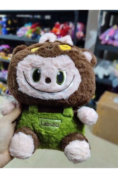 VARDEM OYUNCAK Labubu Green Overalls Plush Toy - Cute Monster Series 30 cm