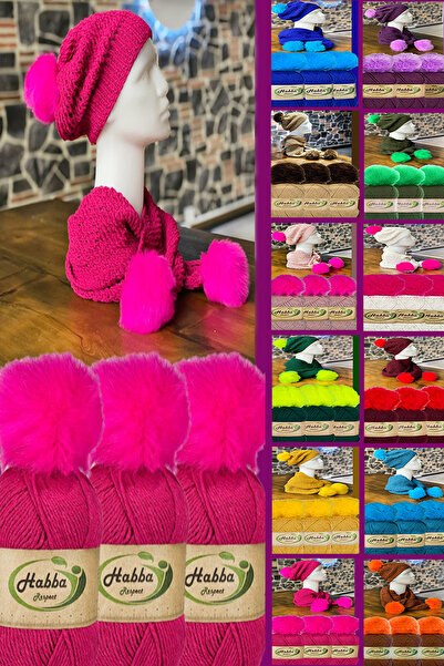 habba respect Trio-02 - (OUTLET) 3 Yumak+ 3 Pompoane din blană lucrate manual...