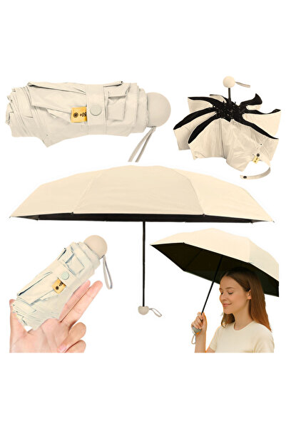 Three top online Folding Pocket Umbrella with UV Protection UPF 50+ Case Beig...