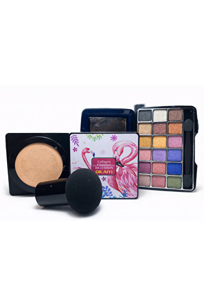 QILAIYI Makeup Set – BB Cushion Collagen & Vitamin C + Eyeshadow Palette + Po...