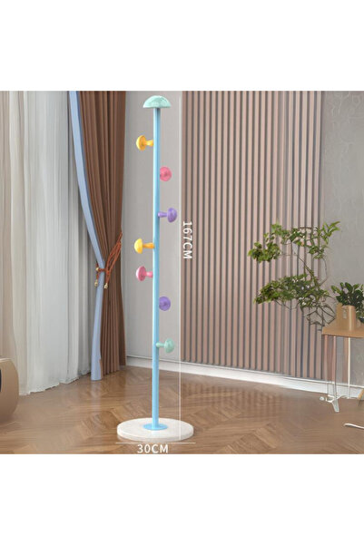 Viyogo Clothes hanger, 7 mushroom-shaped hooks, carbon steel, 167 x 30 cm, blue