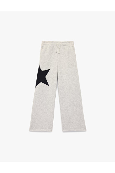 Koton Star Embroidered Wide-Leg Sweatpants with Pockets and Tie-Waist