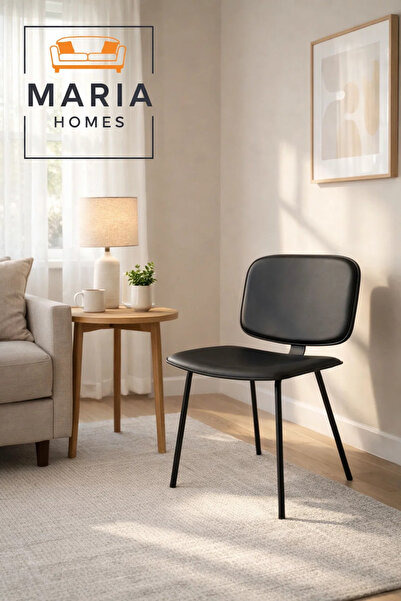 MARIA HOMES Black Dining Chair, Modern Comfortable Chair, Sturdy Metal Frame ...