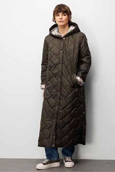 Micca Soft Elyaf Dolgulu Özel Garni Detaylı Astarlı Zamansız Kaban Manto Plus...