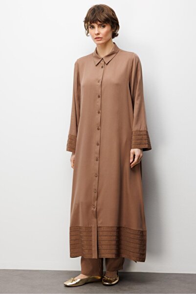 Micca %100 Doğal LyoCEL ile Dökümlü Soft Hissiyat ve Elişi Bant Detaylı Ferac...