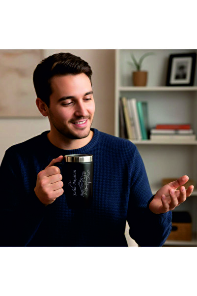 Hobi Tuning Kişiye Özel Mat Siyah Paslanmaz Çelik Termos Mug Bardak Avukata H...