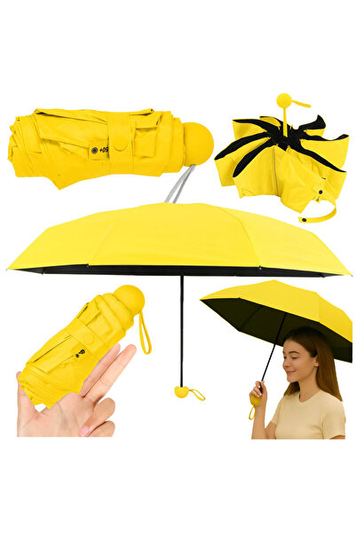 Three top online Folding Pocket Umbrella with UV Protection UPF 50+ Case Yell...