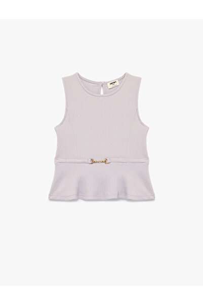 Koton Crew Neck Blouse with Buckle Detail