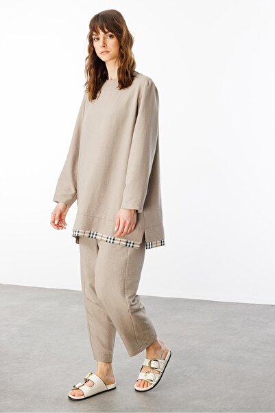 Micca Ferra Garni İpekçe Kumaş Hafif ve Konforlu Pantalon Tunik Kombin Takım-...