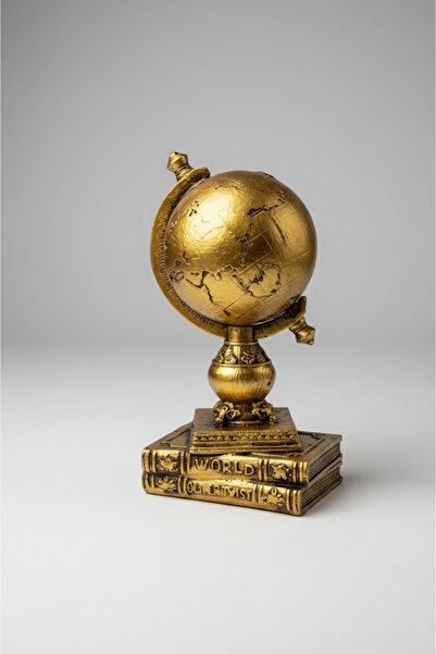 AKUA TAHTA Dekoratif Nostaljik Küre ve Kitap Tasarımlı Polyester Masa Üstü Ob...