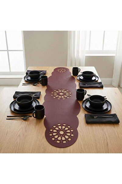 Grand Fine Art Set de 4+1 piese din piele pentru serviciu american + set de ș...