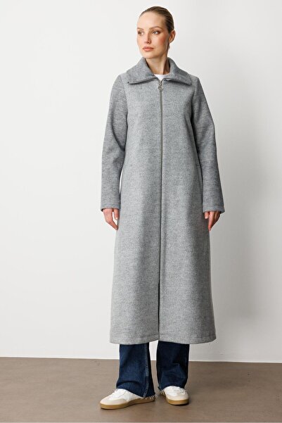 Micca Yüsek Yün İçerikli Dokuma Beden ve Triko Kol Yaka Detaylı Astarlı Zaman...