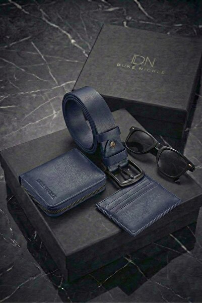 Duke Nickle Ανδρικό πορτοφόλι με ζώνη σε μπλε ναυτικό χρώμα, θήκη για κάρτες,...