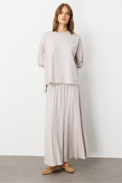 Micca Mybch Örme Ekstra Dökümlü Yumuşak Dokulu Parçalı Etek Kombinli Zamansız...