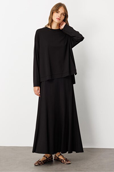 Micca Mybch Örme Ekstra Dökümlü Yumuşak Dokulu Parçalı Etek Kombinli Zamansız...