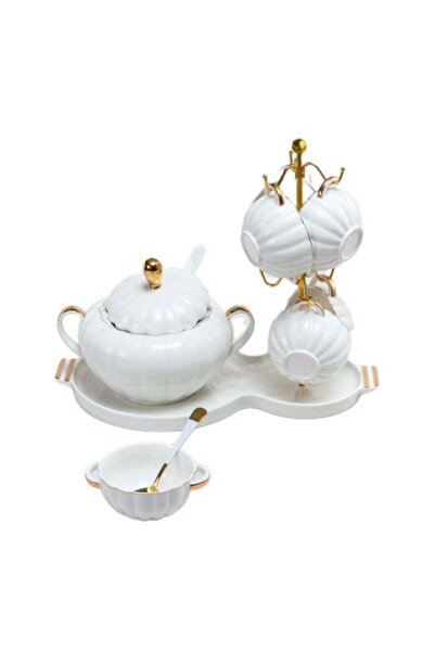 Bien Servi 16-Piece Elegant Design High Quality Soup Tureen Set White and Gold