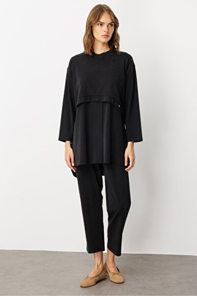 Micca Soft Örme (miccell %55 doğal içerik) Elişi Detaylı Pantalon Kombin Takı...