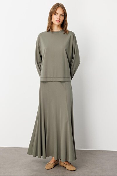 Micca Mybch Örme Ekstra Dökümlü Yumuşak Dokulu Parçalı Etek Kombinli Zamansız...