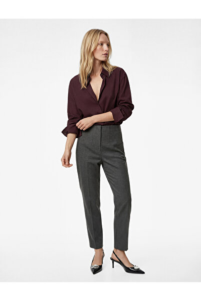 Koton High Waist Straight Leg Viscose Blend Cigarette Pants with Pockets