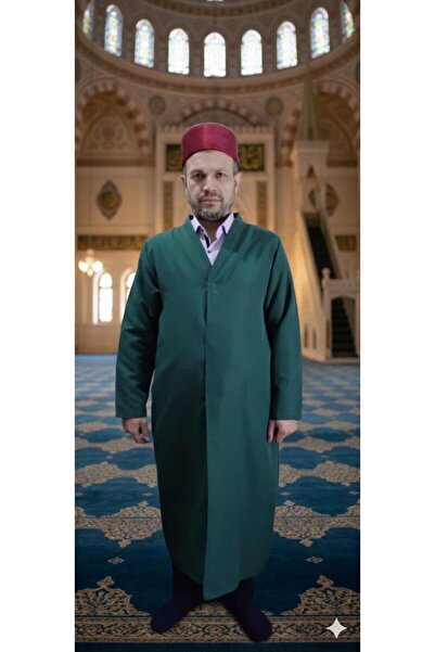 koçaktoptan Cübbe Buhara Collar Plain Green