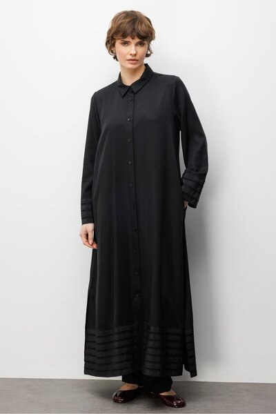 Micca %100 Doğal LyoCEL ile Dökümlü Soft Hissiyat ve Elişi Bant Detaylı Ferac...