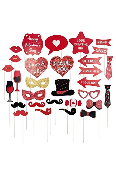 Party Magic مجموعة دعائم كشك التصوير لعيد الحب مكونة من 30 قطعة - إكسسوارات س...