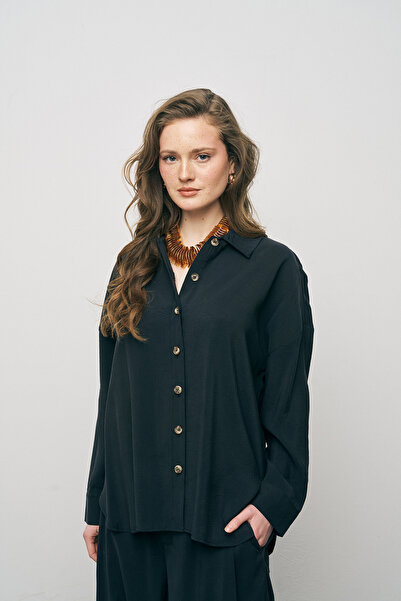 Orfeo Negro Women's Basic Modal Plain Draped Shirt