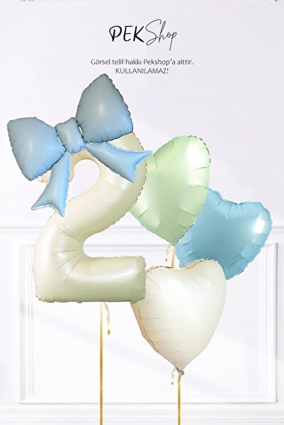 PEKSHOP 2 Year Old Pink Bow Birthday Balloon Set with Age Balloons and 3 Hear...