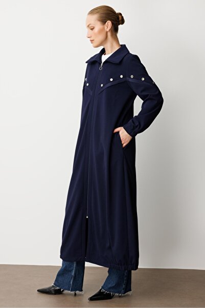 Micca Krep Doku File Aks Detaylı Astarlı Mevsimlik Trench / Kap-Laci