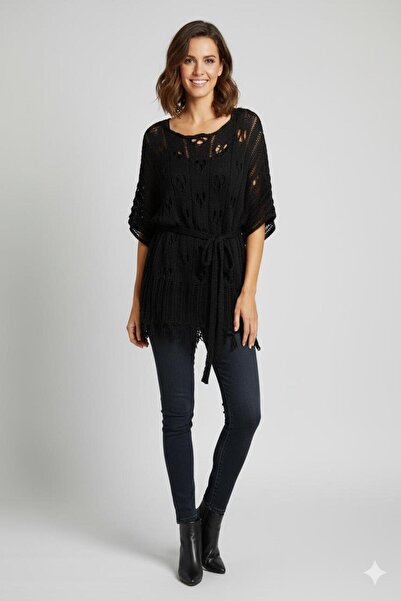 Cockatoo Belted Openwork Knitwear Blouse / Fits Sizes 36 & 46