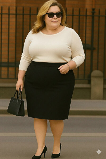 CNG MODA Office Chic Plus Size Pencil Skirt